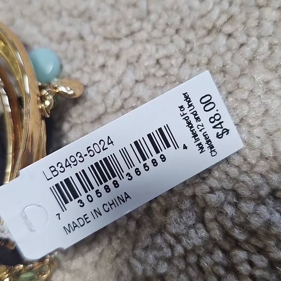 Lauren Ralph Lauren Gold Bangles with Turquoise and Pearl Accents - Picture 4 of 4